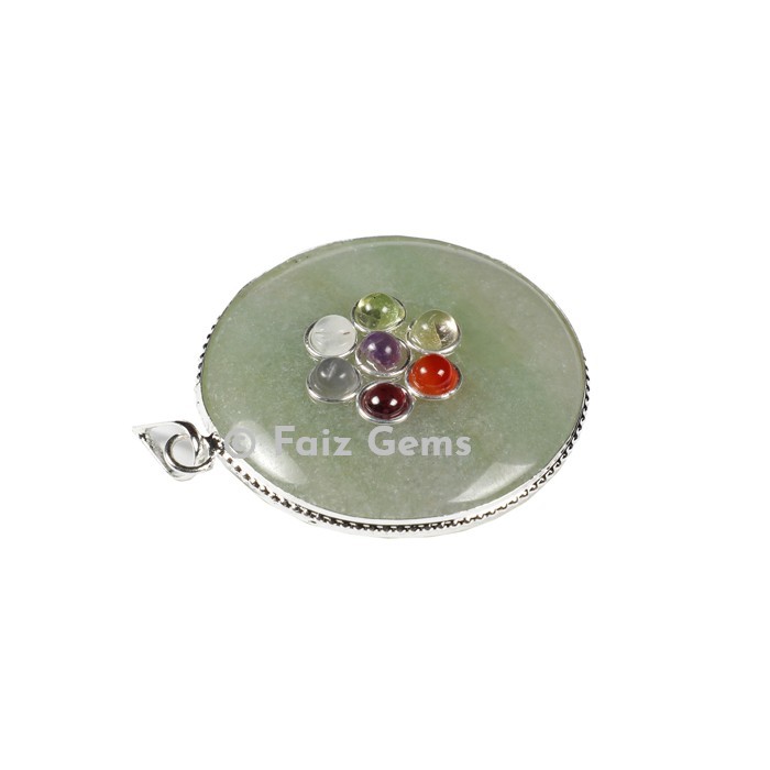 Green Aventurine Chakra Disc Pendants