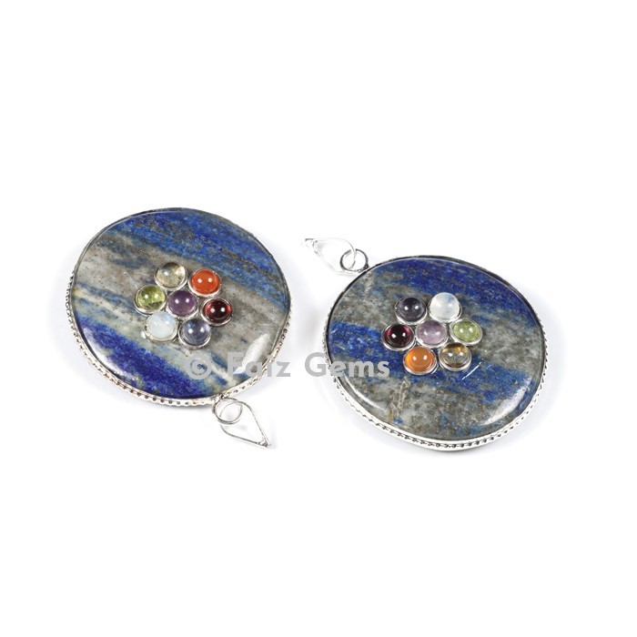 Lapis Lazuli Chakra Disc Pendants