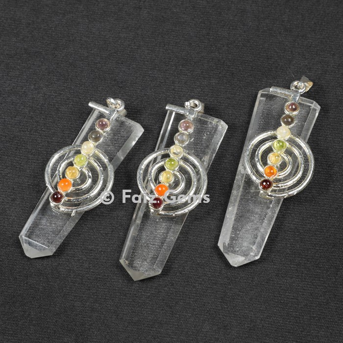Crystal Quartz Choko reiki Chakra Pencil Pendants