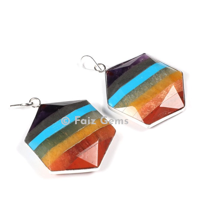 Hexagon Chakra Healing Pendants