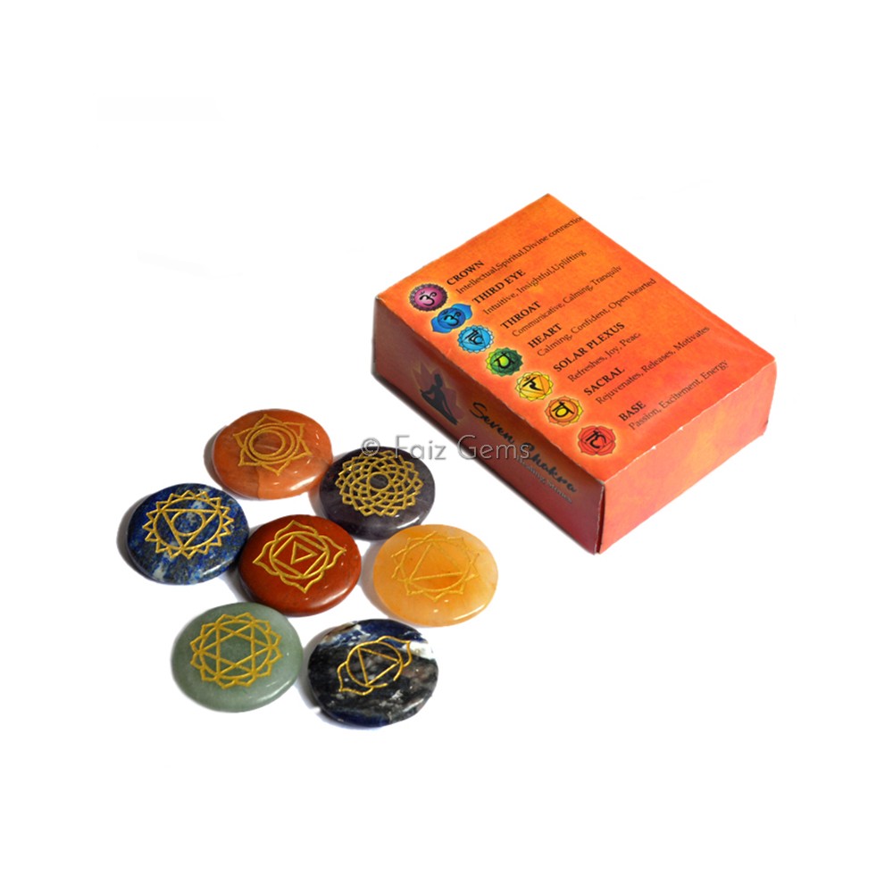 Engraved Seven Chakra Set With Orange Colured Box