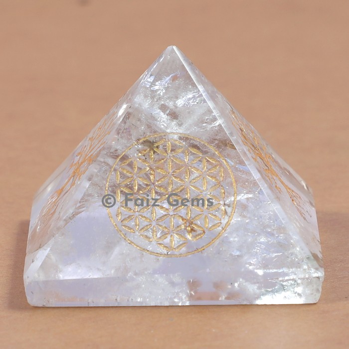 Crystal Quartz Flower of Life Pyramids