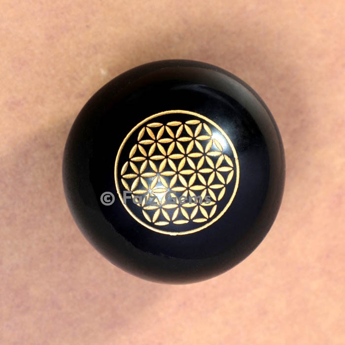 Black Agate Flower of Life Spheres