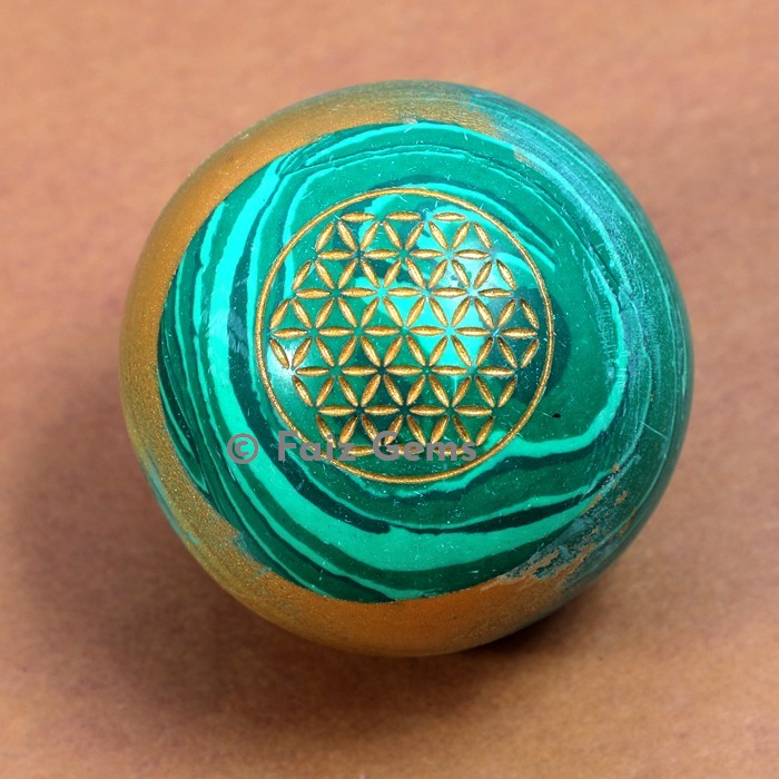 Malachite Synthetic Stone Flower of life Spheres
