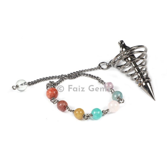Small Spiral with Seven Chakra Metal Pendulum