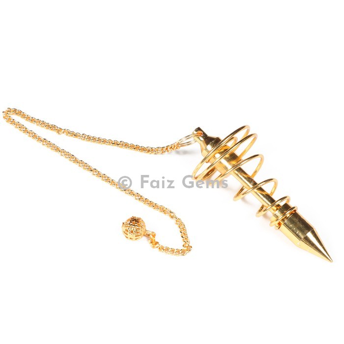 Long Golden Brass Spiral Metal Pendulum