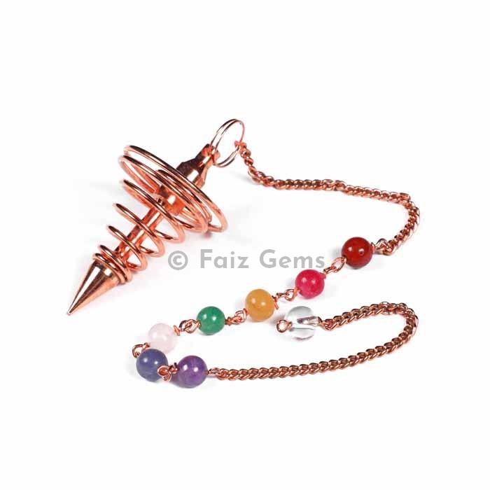 Copper Brass Seven Chakra Spiral Metal Pendulum