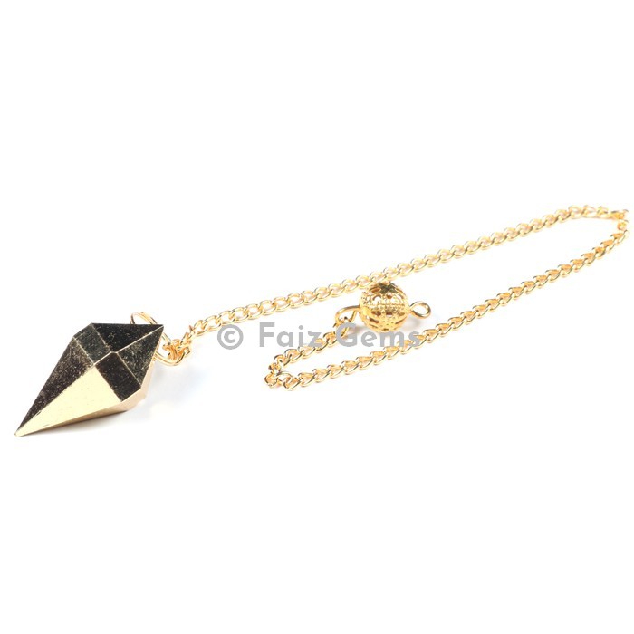 Pyramid and Pointed Cone Shape Golden Metal Pendulum