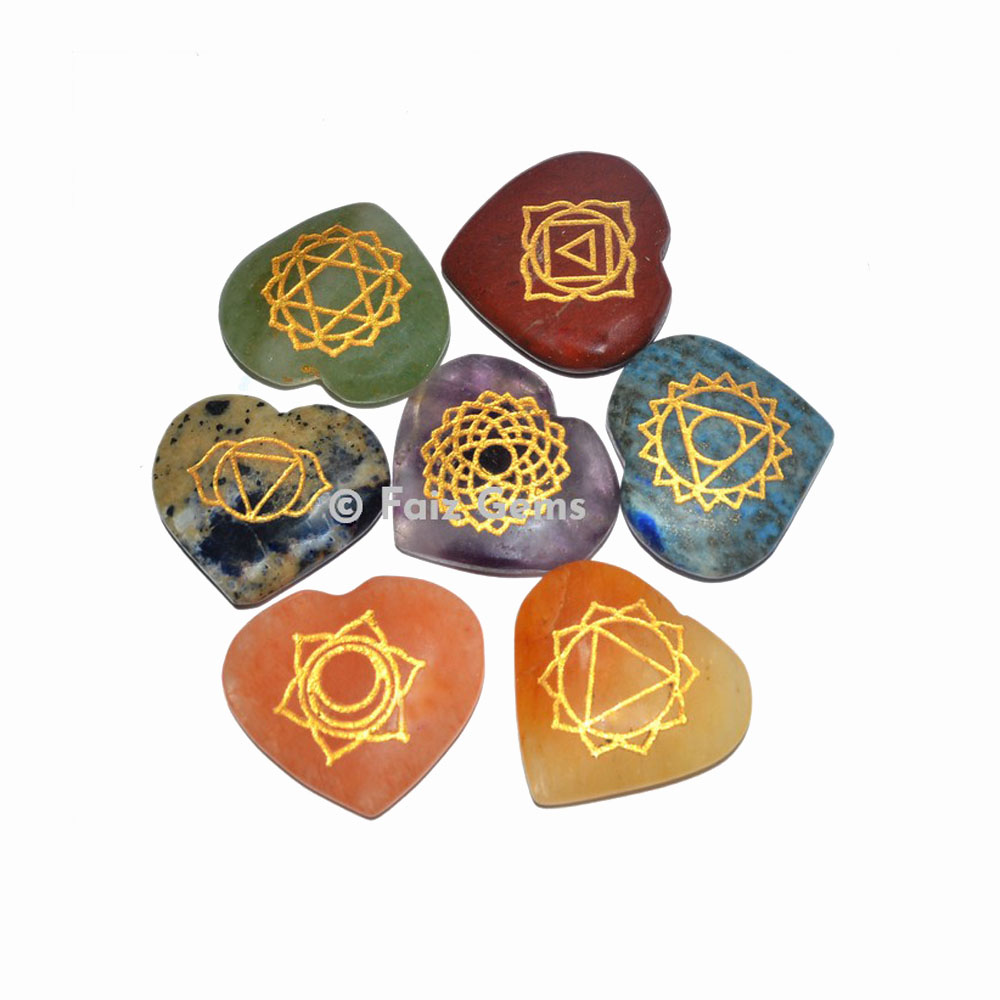Chakra Engraved Heart Set