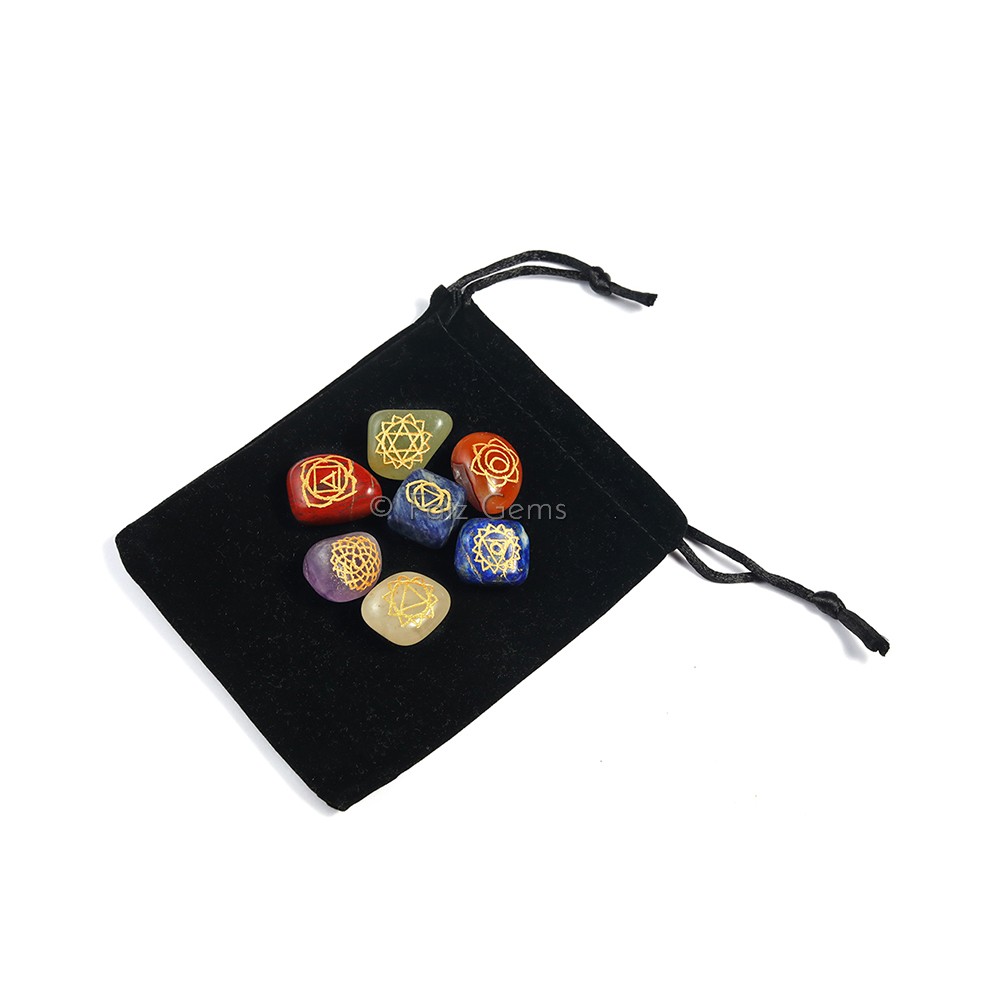 Chakra Tumbled Set With Pouch