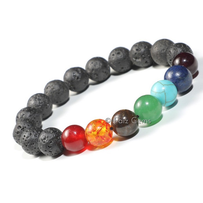 7 Chakra Lava Barcelet