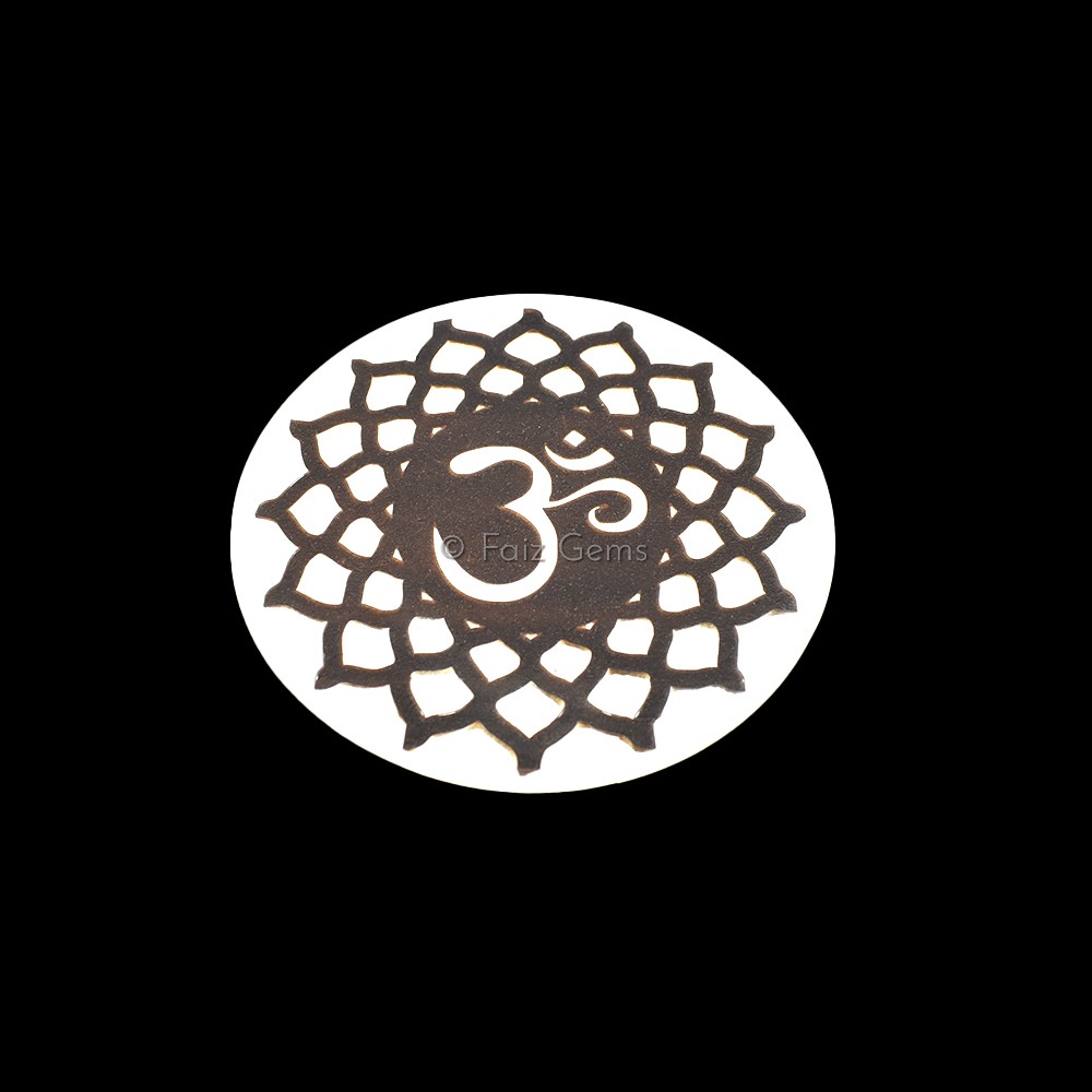 OM Engraved Wooden White Coaster