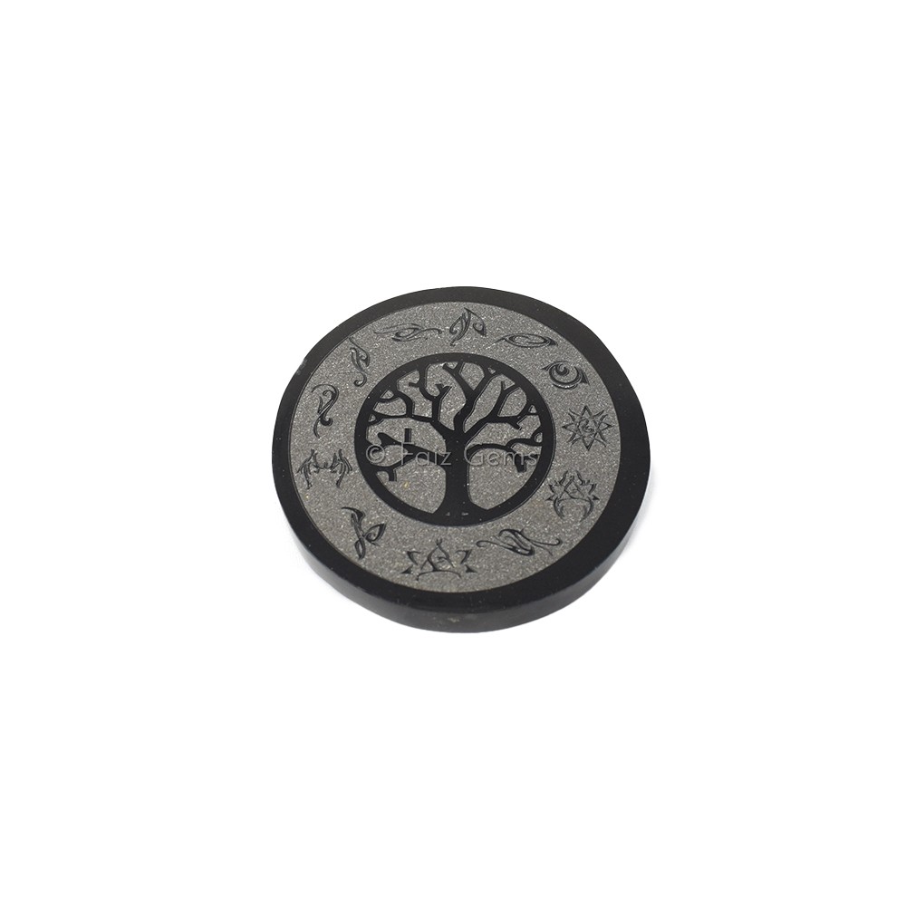 Tree Of Life Black Agate Coaster
