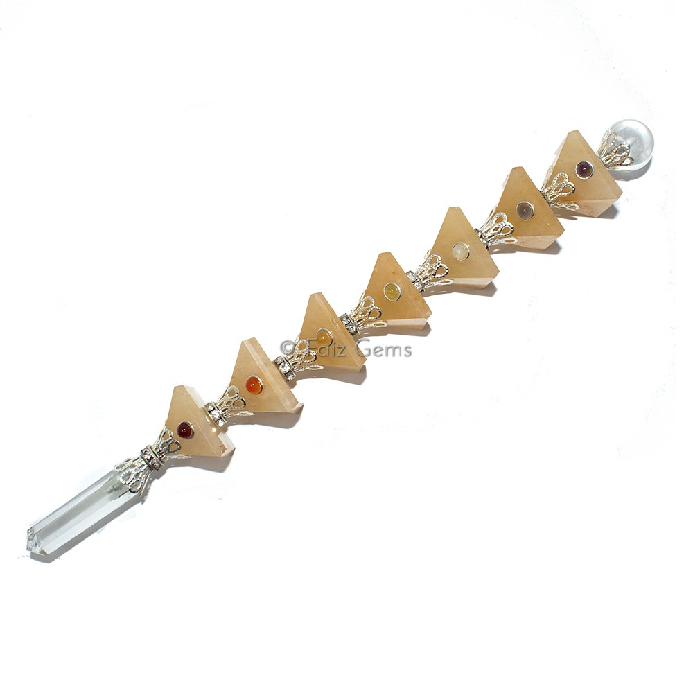 Yellow Aventurine Seven Chakra Pyramid Healing Wands