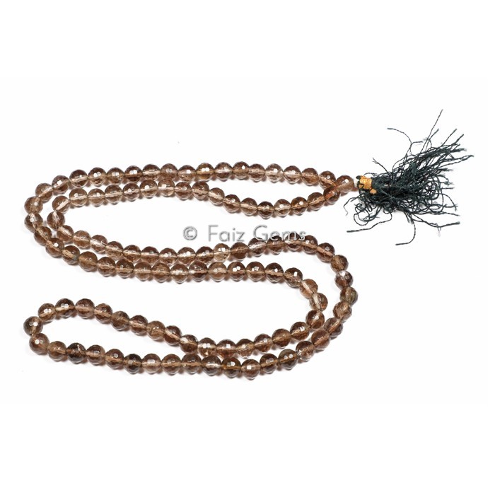 Faceted Smokey Gemstone Japa Mala