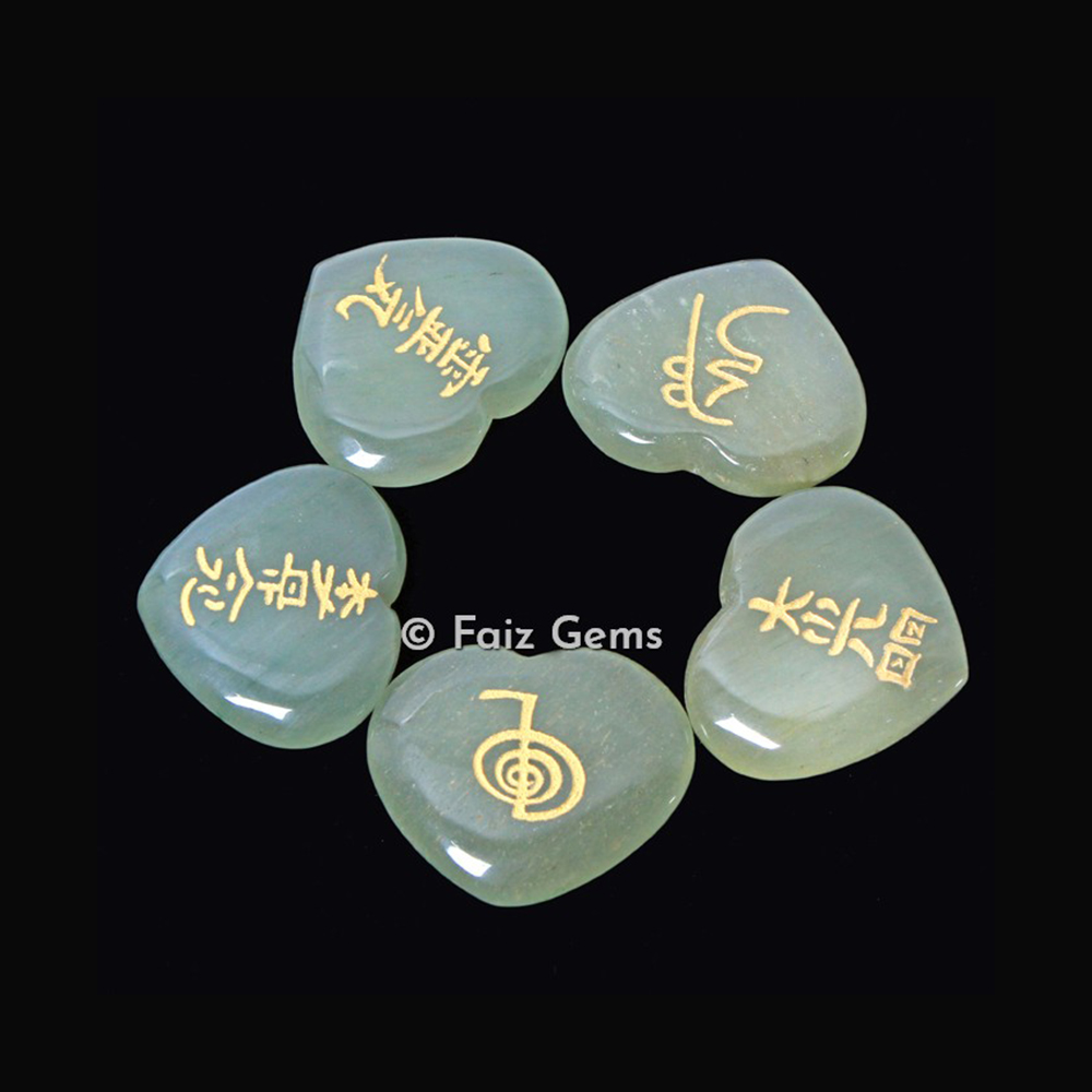 Green Aventurine Reiki Heart Set