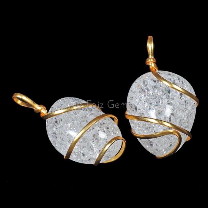 Crackle Crystal Quartz Pendants