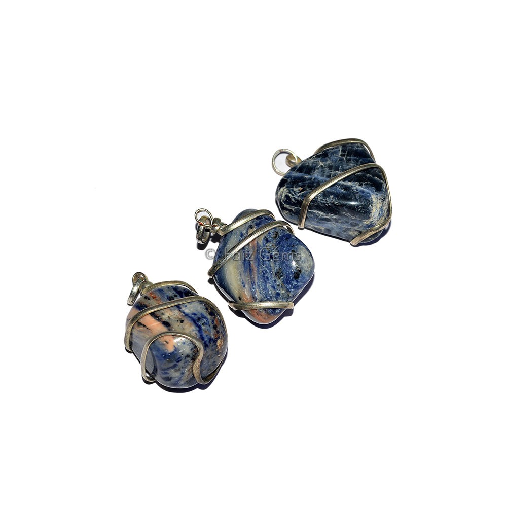 Sodalite Wrap Tumble Pendants