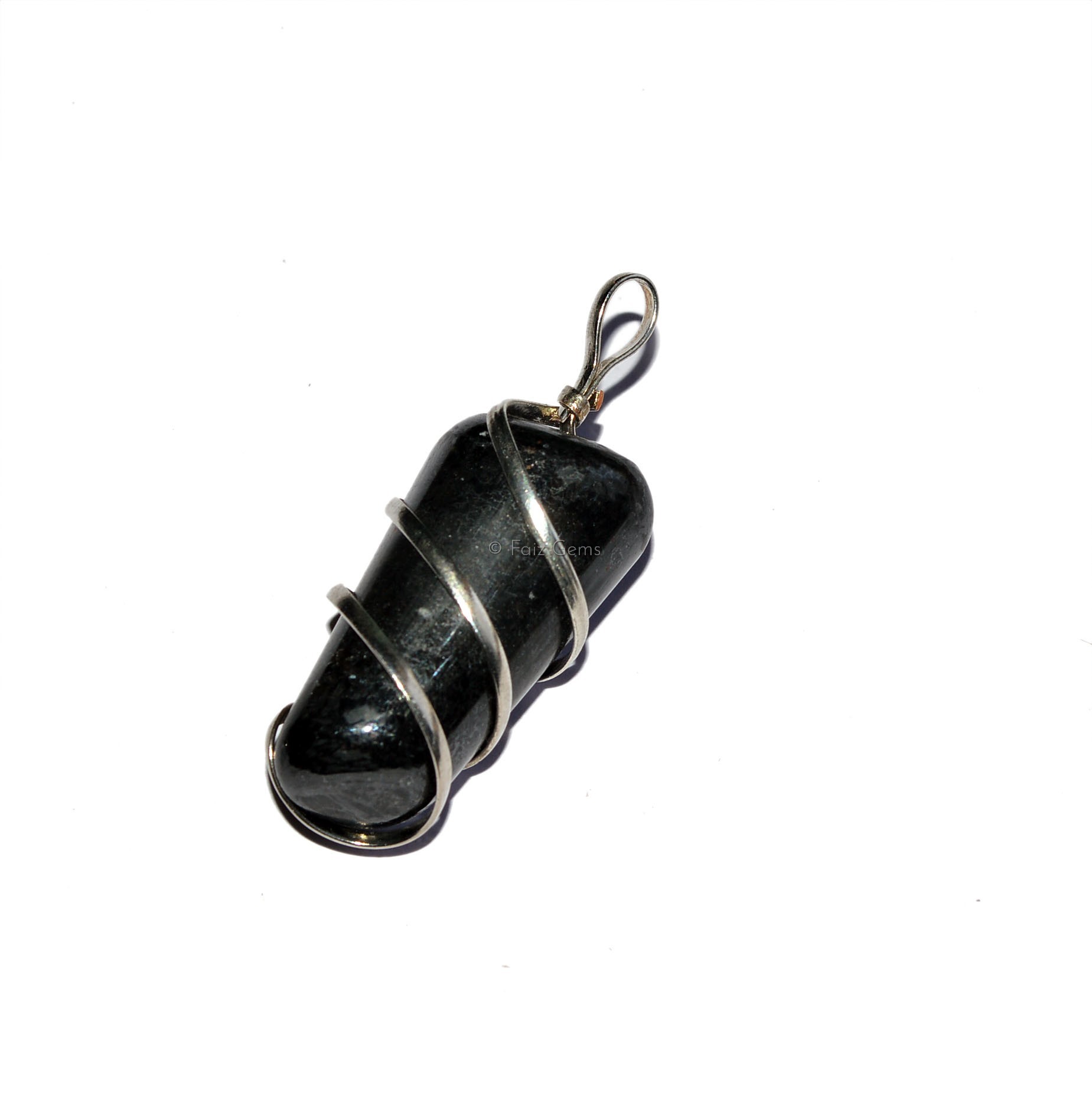 Black Tourmaline Wrap Tumbled Pendants