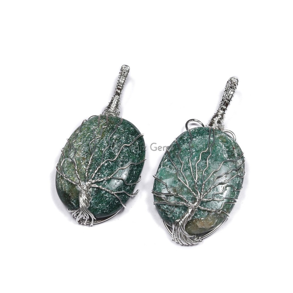Green Jade Tree of Life Pendants