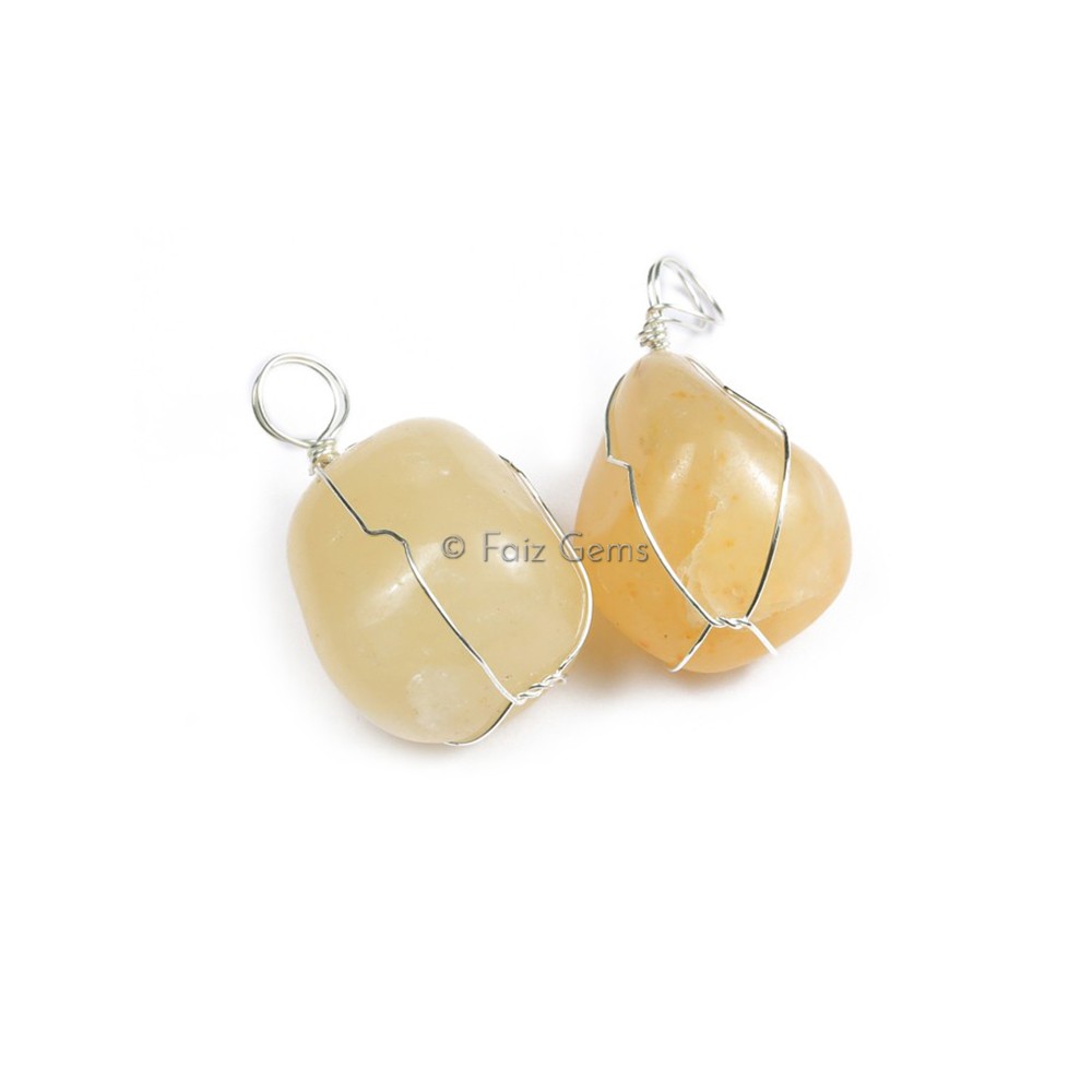 Yellow Aventurine Wire Wrap Pendants