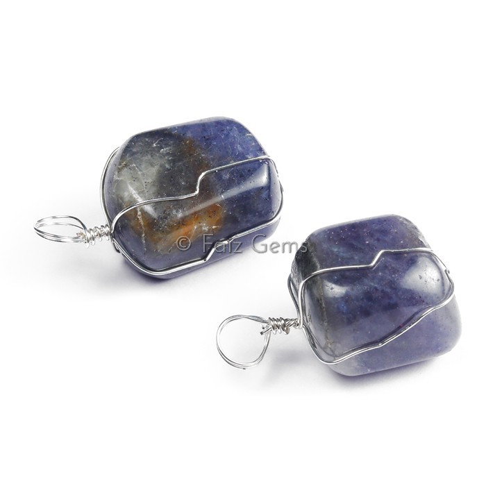 Iolite Wire Wrap Pendants
