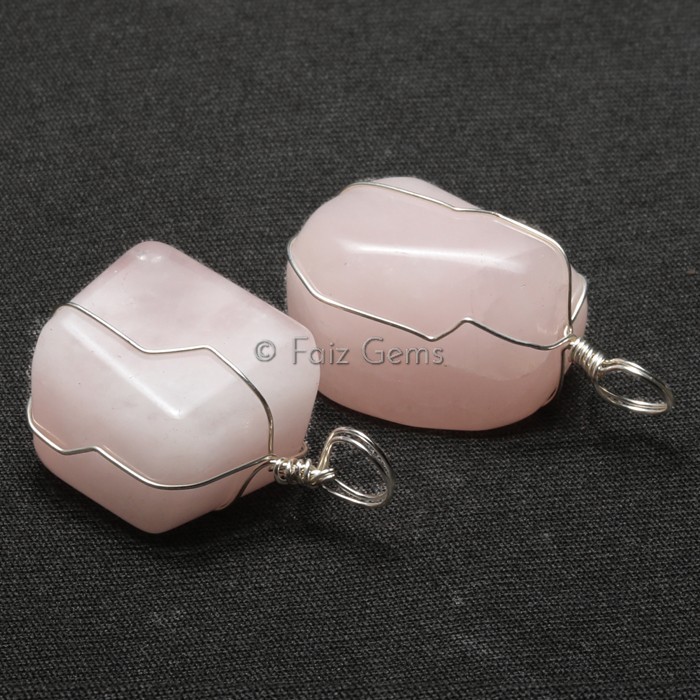 Rose Quartz Wire Wrap Pendants