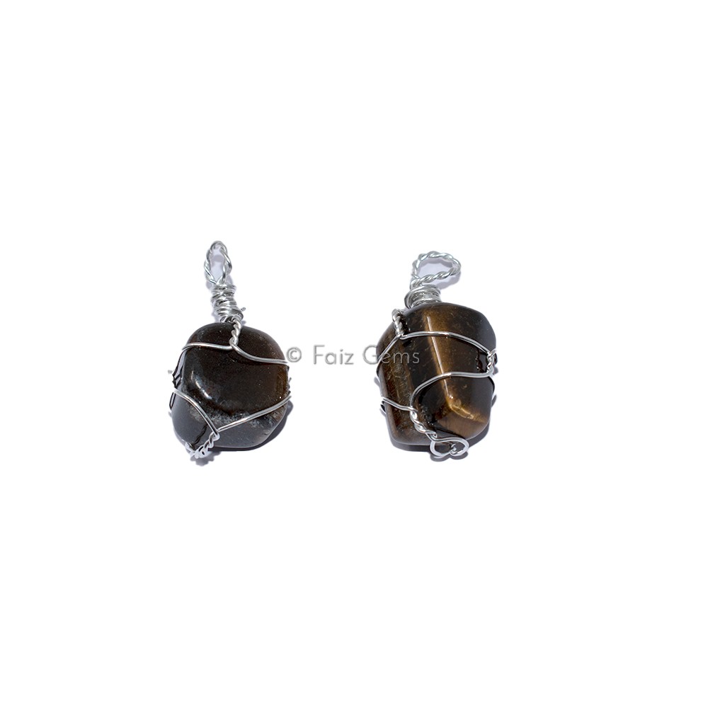 Tiger Eye Wire Wraped Pendants