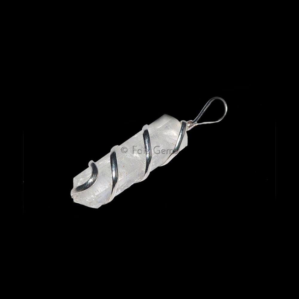 Crystal Quartz Wire Wrap Pencil Pendants