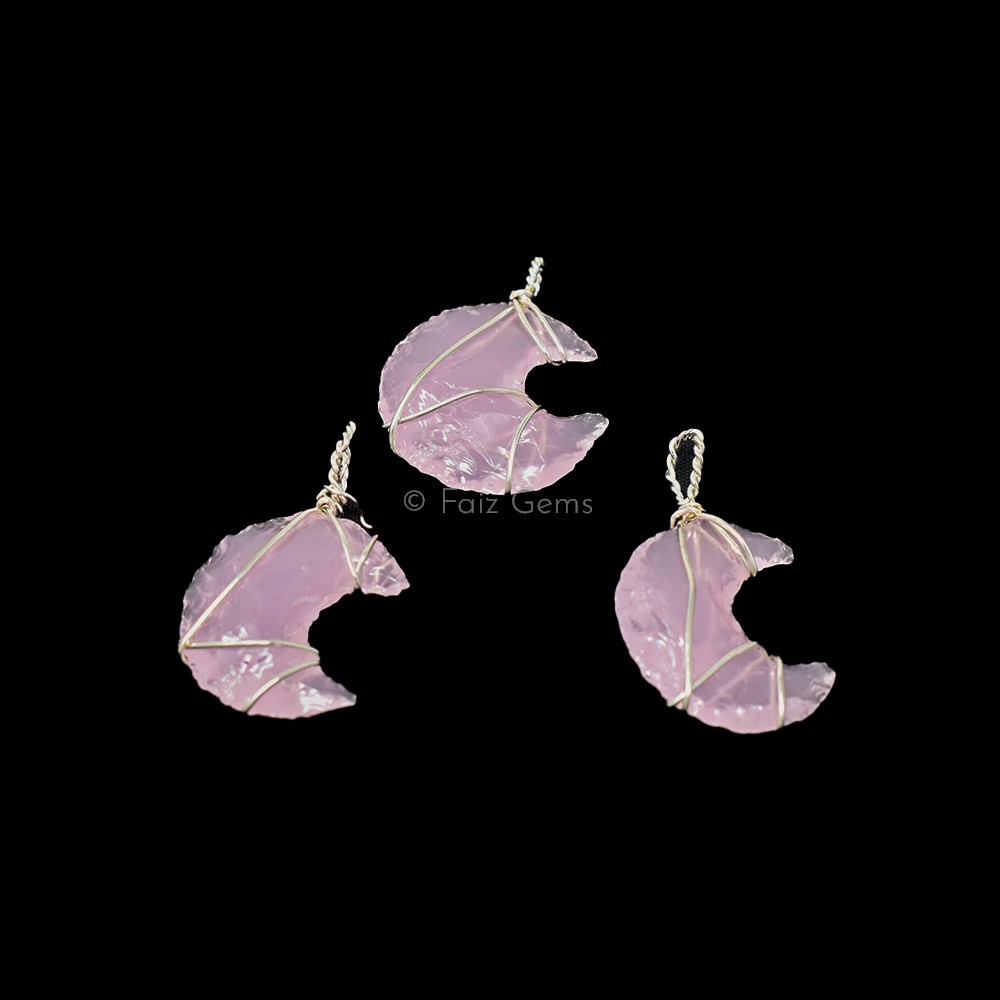 Rose Quartz Silver Wire Wrap Pendant