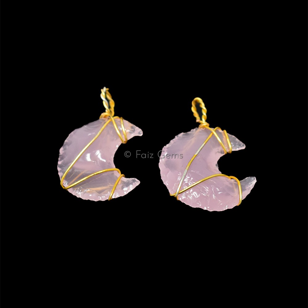 Rose Quartz Golden Wire Wrap Pendant