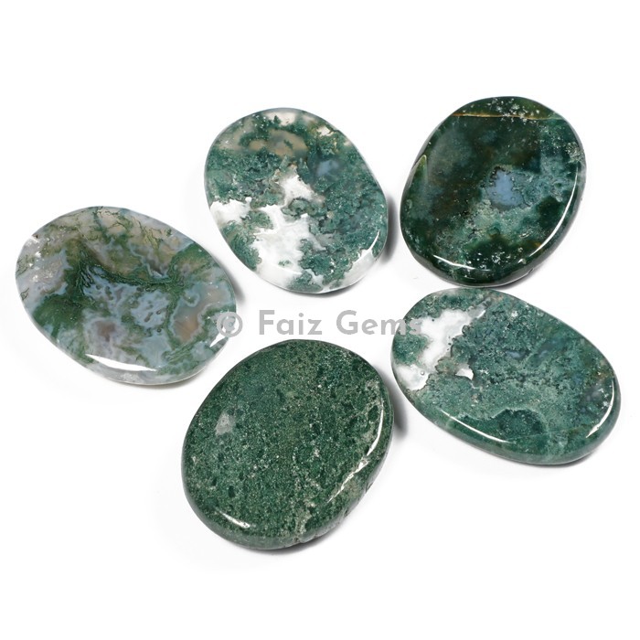 Moss Agate Worry Stone