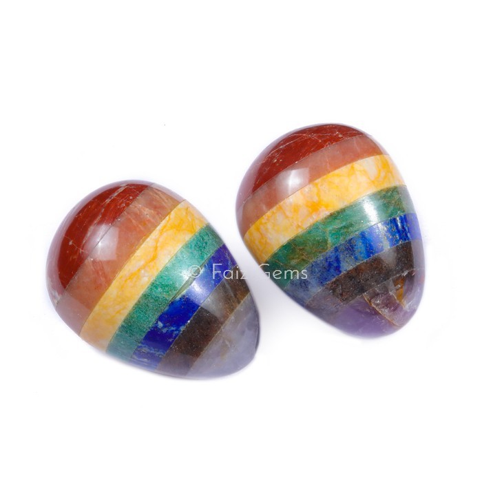 Bonded Seven Chakra Gemstone Eggs with Lapis