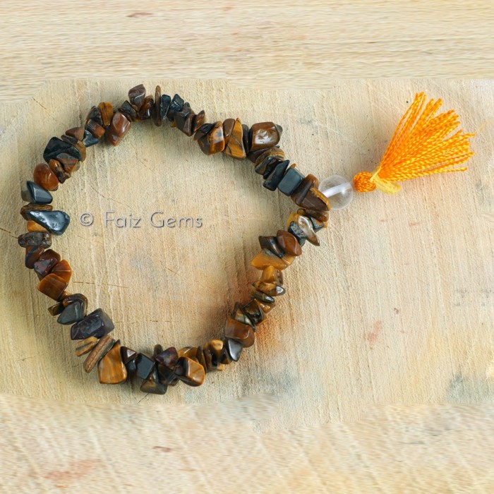 Tiger Eye Gemstone Power Chips Bracelets