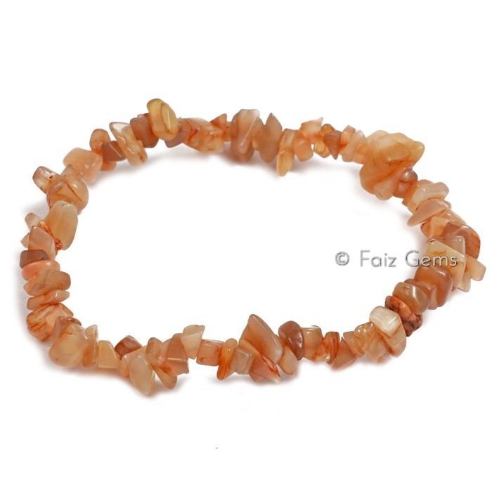 Peach Moonstone Gemstone Chips Bracelets