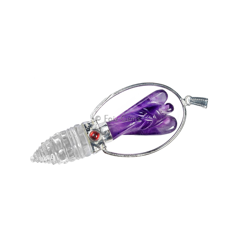Amethyst with Crystal Shree Yantra Pendulum