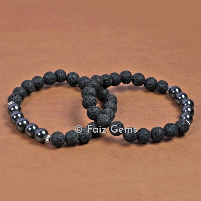 Lava with Hematite Bracelets