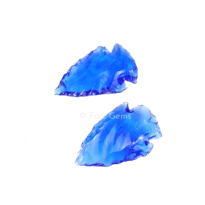 Blue Clear Glass Arrowheads Of Size 1-1.5 Inches