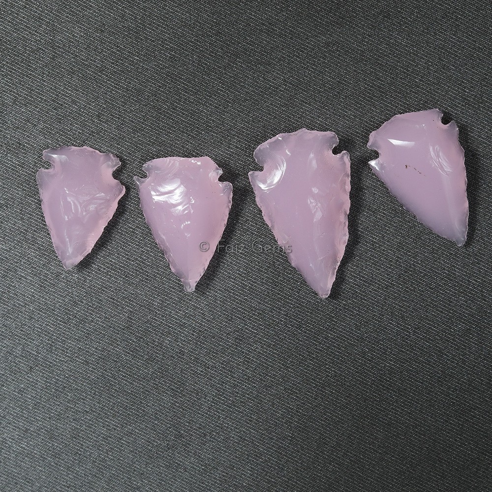 Rose Quartz Glass Arrowheads Of Size 2 Inches