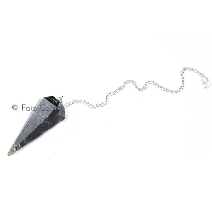 Black Tourmaline 6 Faceted Orgone Pendulum