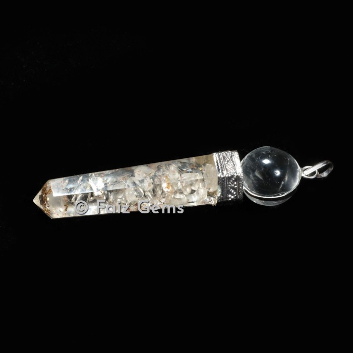 Crystal Quartz 2Pcs Healing Cap Orgonite Pencil Pendants