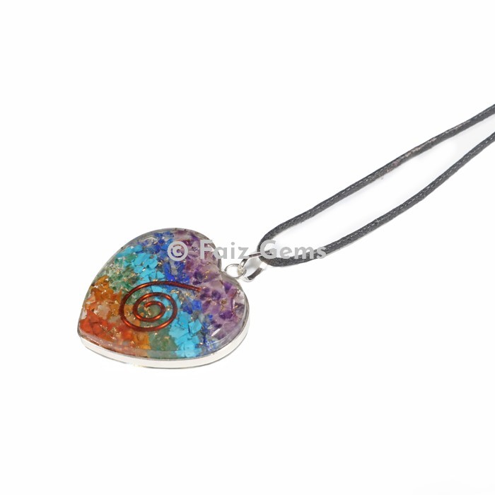 7 Chakra Layer Heart Shape Orgonite Pendants
