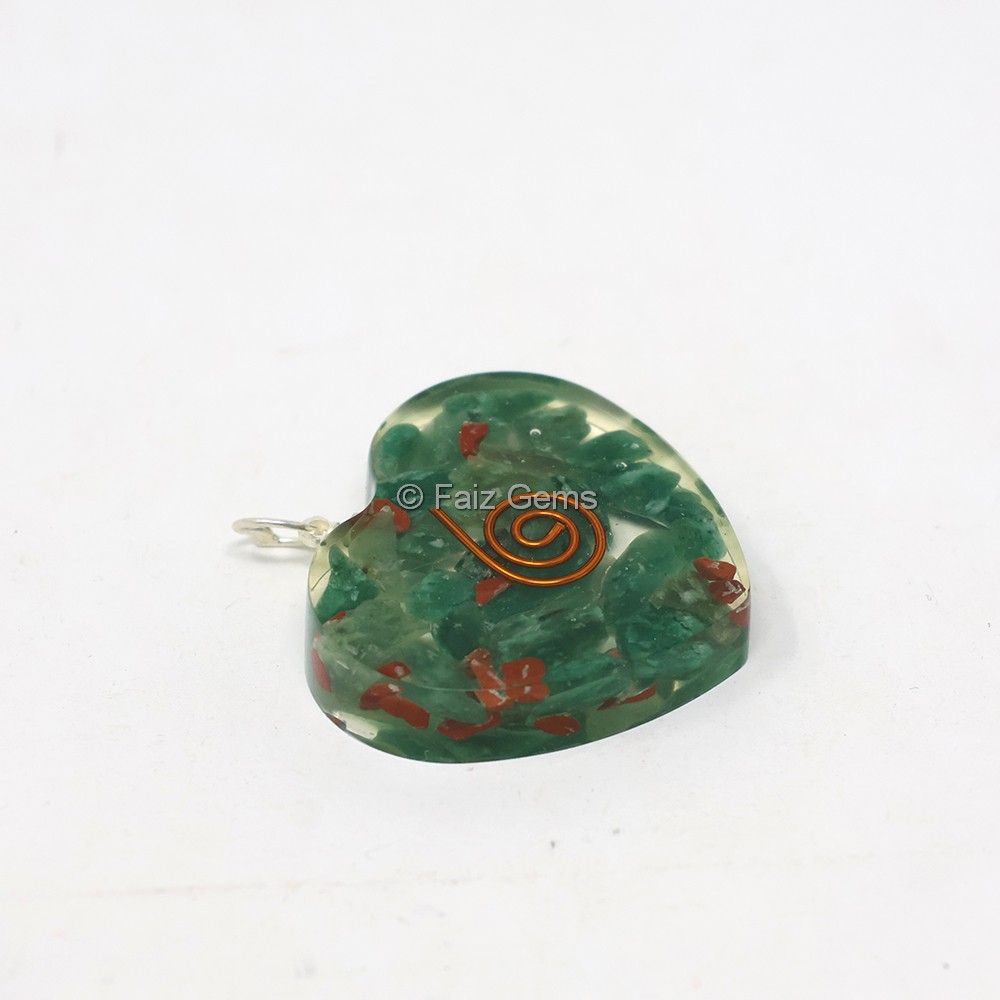 Green Aventurine Heart Shaped Orgone Pendant