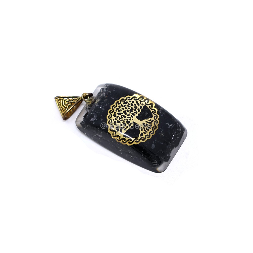 Black Touramline with Tree of Life Orgone Pendant