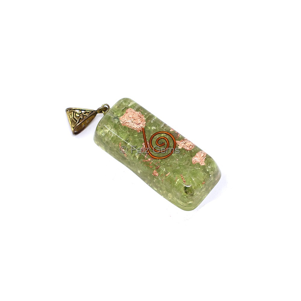 Green Aventurine with Copper Coil Orgone Bar Pendant