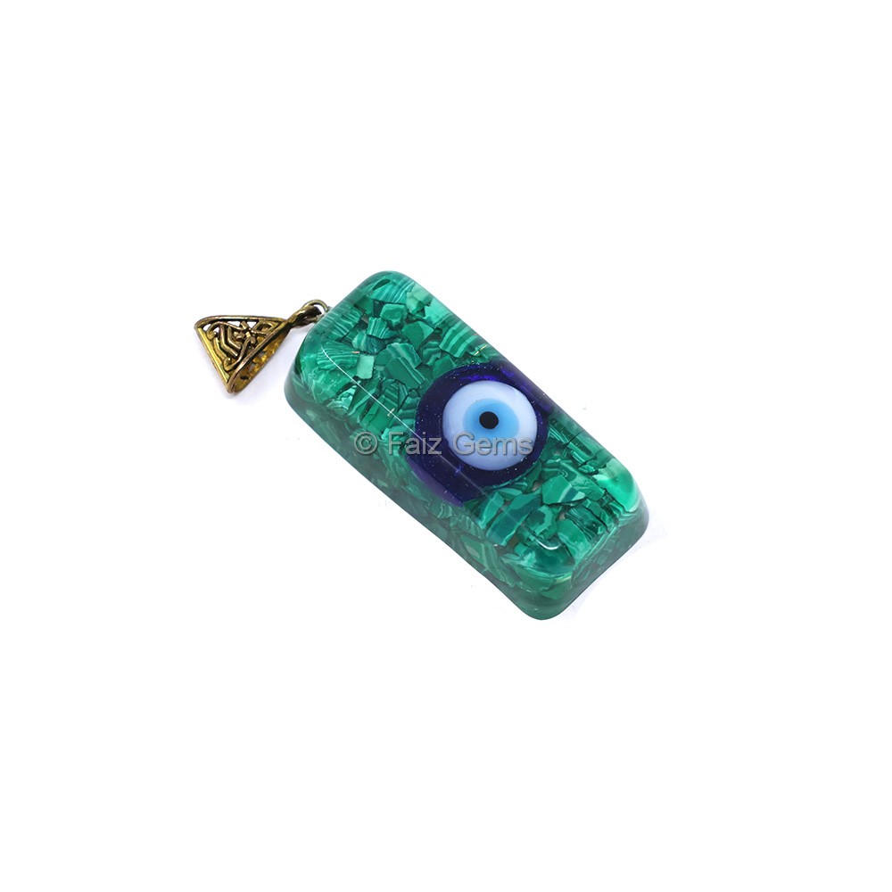 Malachite with Evil Eye Orgone Bar Pendant