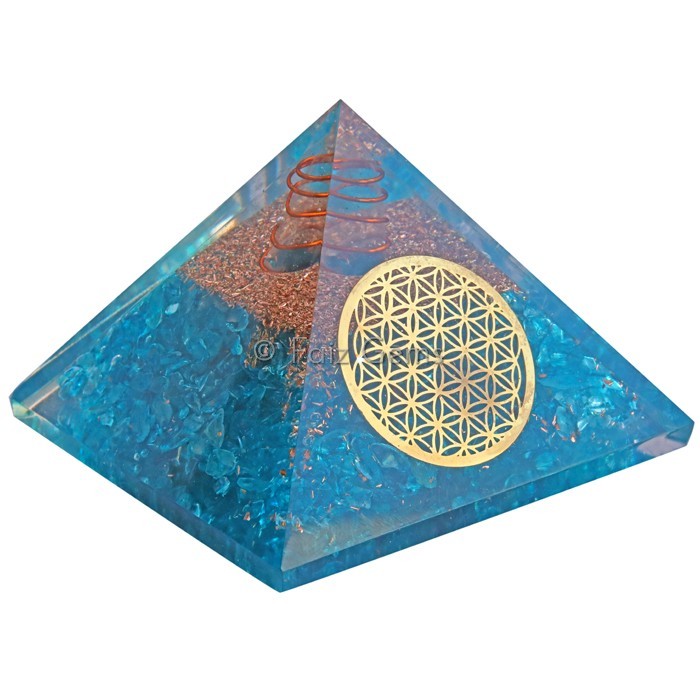 Aquamarine With Natural Point Orgonite Pyramid