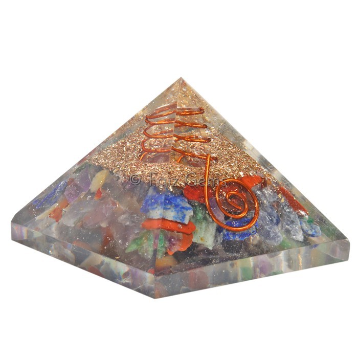 Seven Chakra Chips Orgonite Pyramid