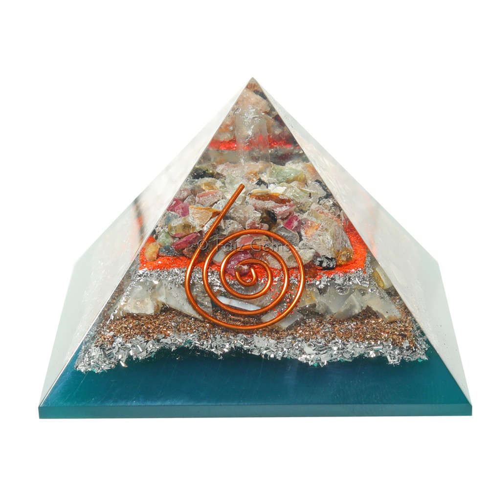 Multi Tourmaline With Howlite Orgonite Pyramids