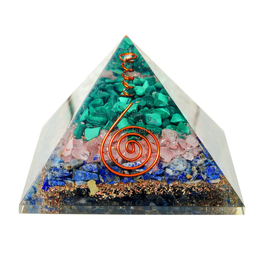 Malachite,Rose and Lapis Lazuli Orgonite Pyramids